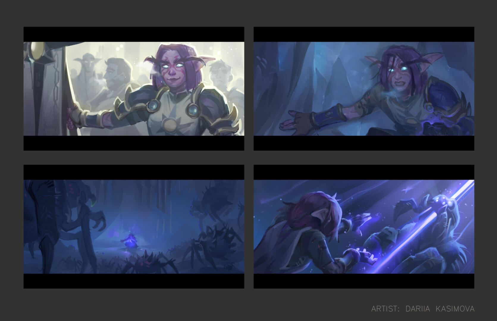 Series of drawings "The Argent Crusade" inspired by Laurel D Austin style from WoW animated shorts.